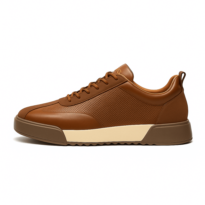 Low-top lace-up sneakers with textured side panels