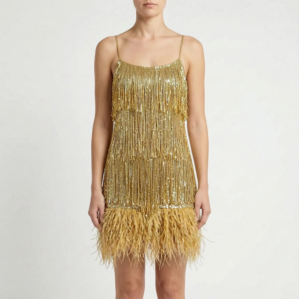 Lumiosa  - Fringed Mini Cocktail Dress Evening Party Wear