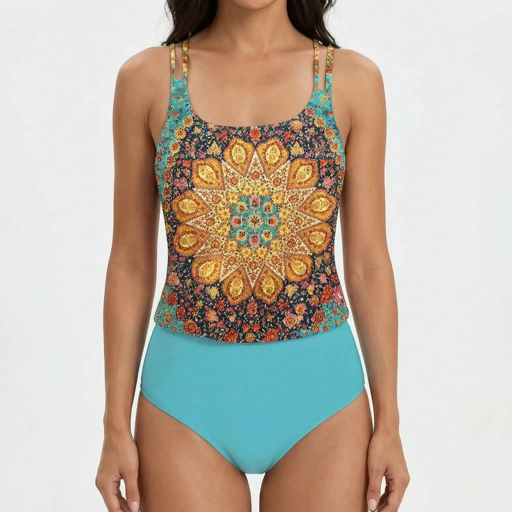 Lumisa  - High-Waisted Patterned Ladies Tankini Beach Holidays