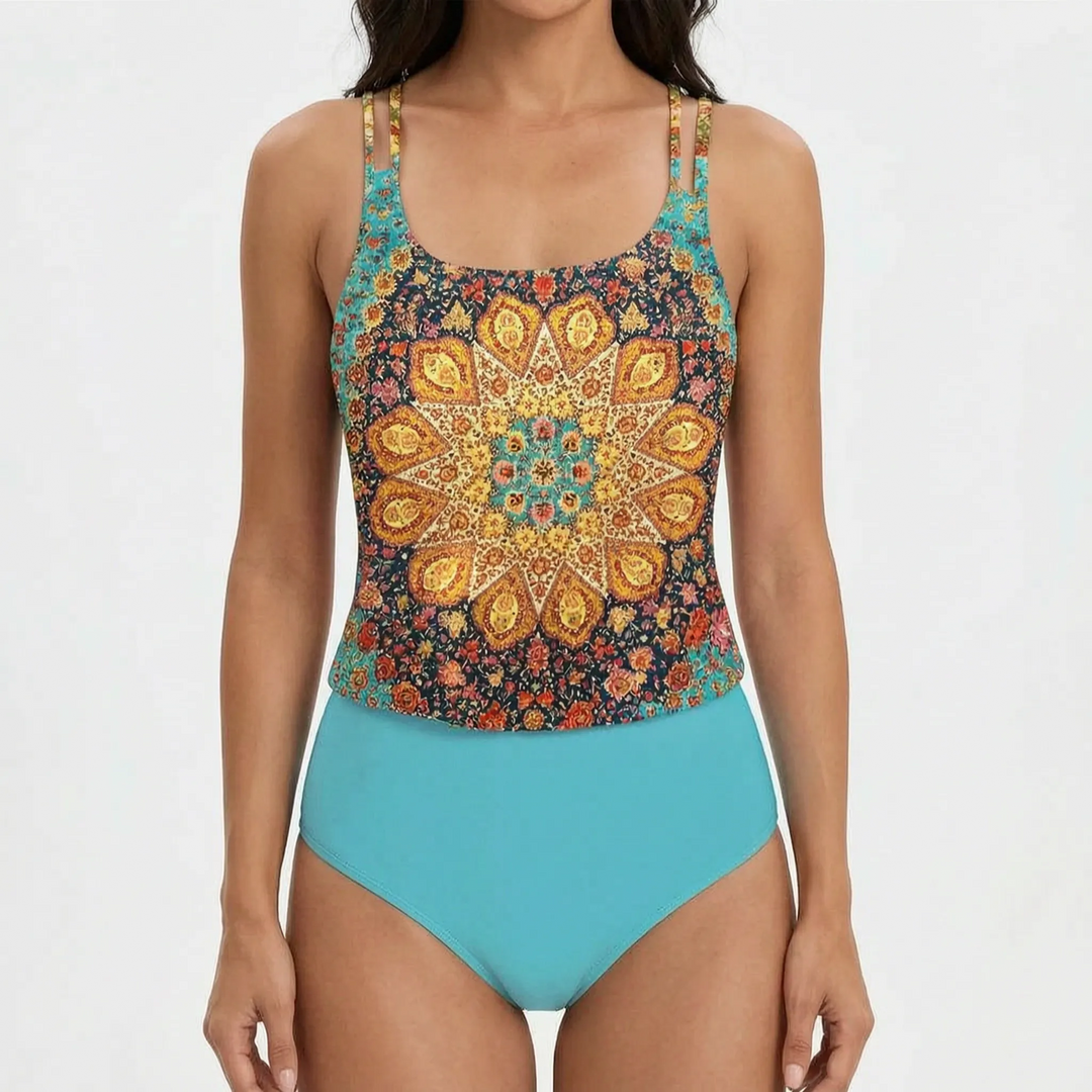 Lumisa  - High-Waisted Patterned Ladies Tankini Beach Holidays