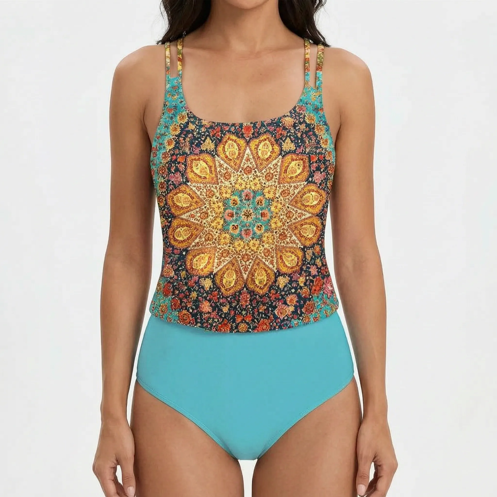 Lumisa  - High-Waisted Patterned Ladies Tankini Beach Holidays