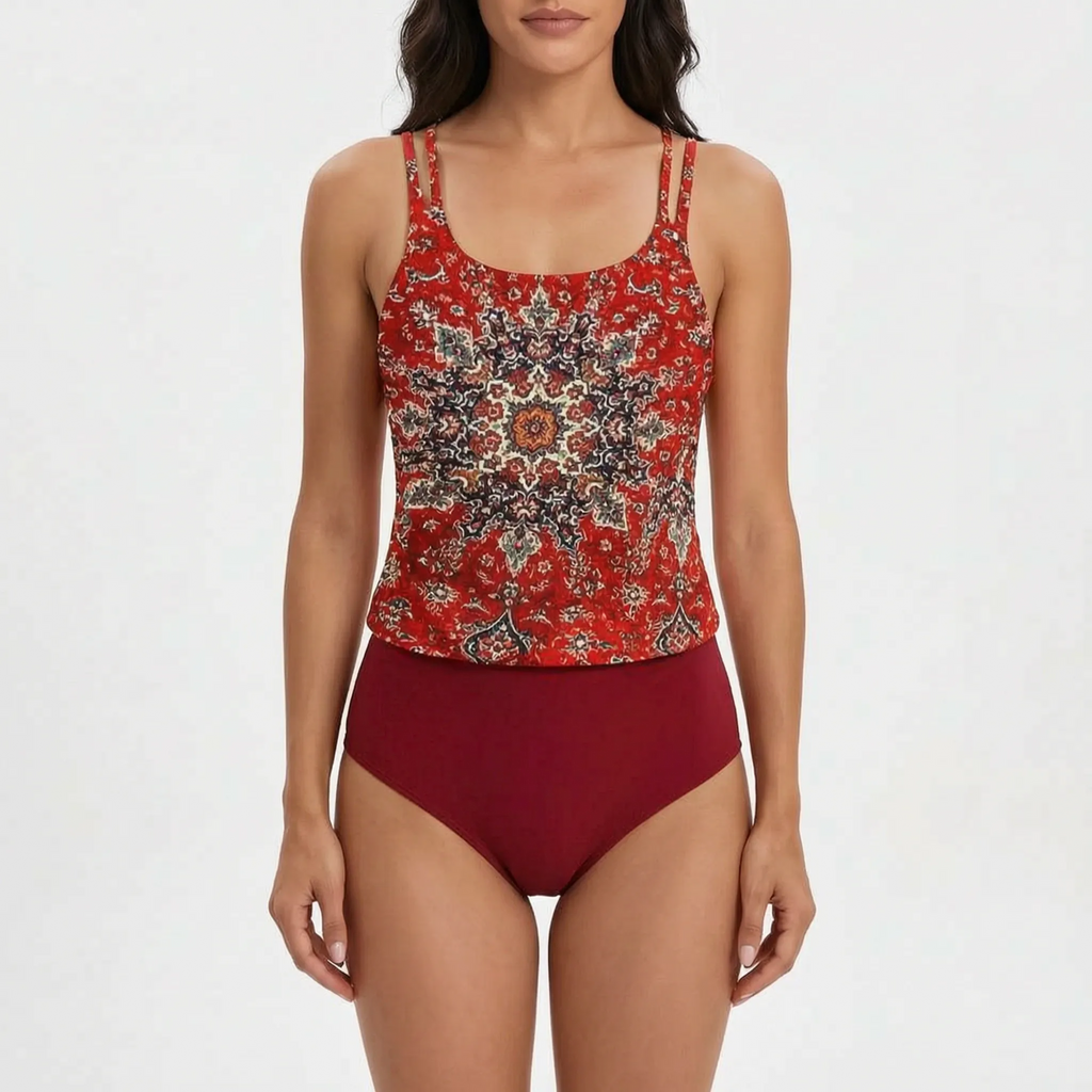 Lumisa  - High-Waisted Patterned Ladies Tankini Beach Holidays