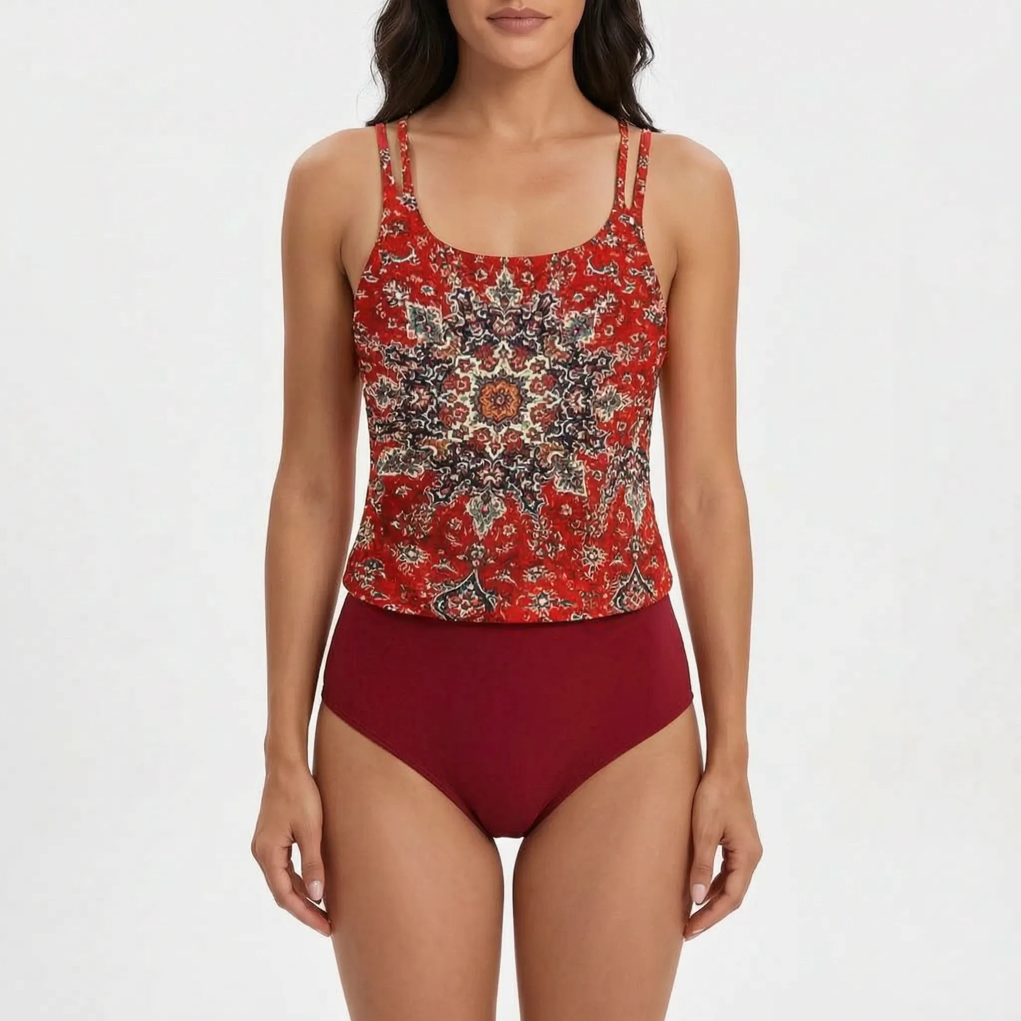 Lumisa  - High-Waisted Patterned Ladies Tankini Beach Holidays