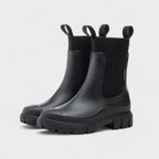 Women's Chelsea rain boots with elastic panels and chunky lug soles