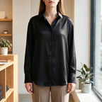 Lustra  - Long-Sleeved Button-Up Lustrous Blouse Office Wear Rotation