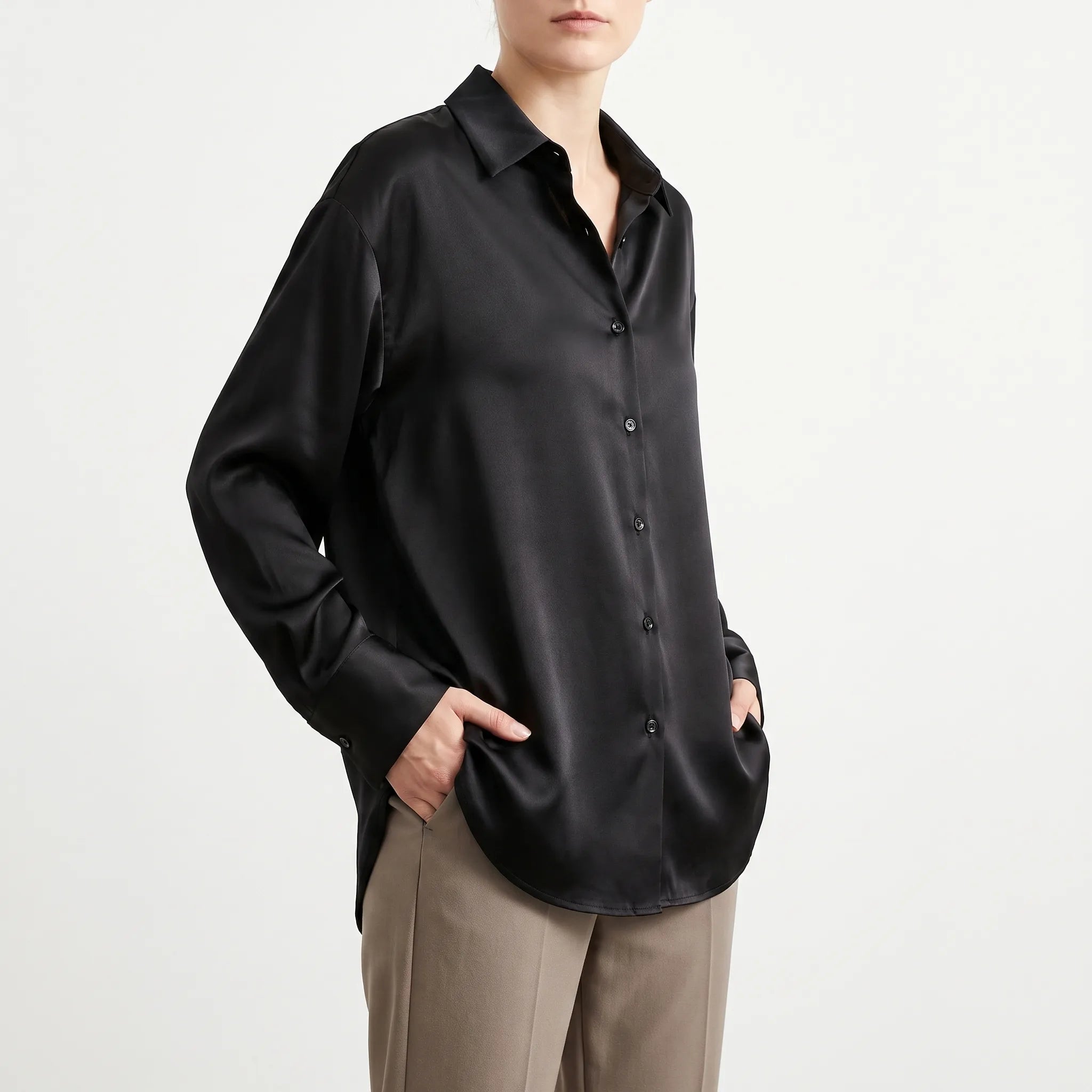 Lustra  - Long-Sleeved Button-Up Lustrous Blouse Office Wear Rotation
