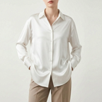 Lustra  - Long-Sleeved Button-Up Lustrous Blouse Office Wear Rotation