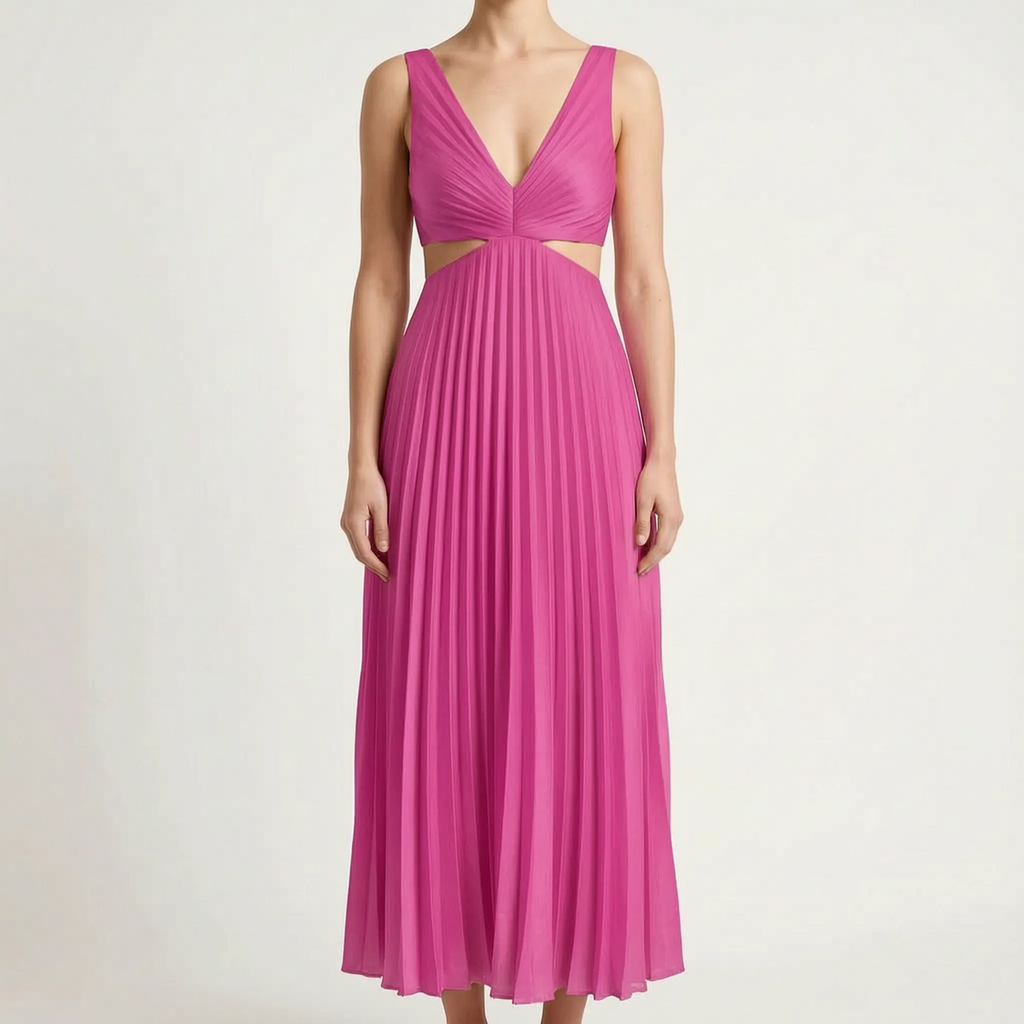 Lustria - Lustrous Pleated Evening Dress