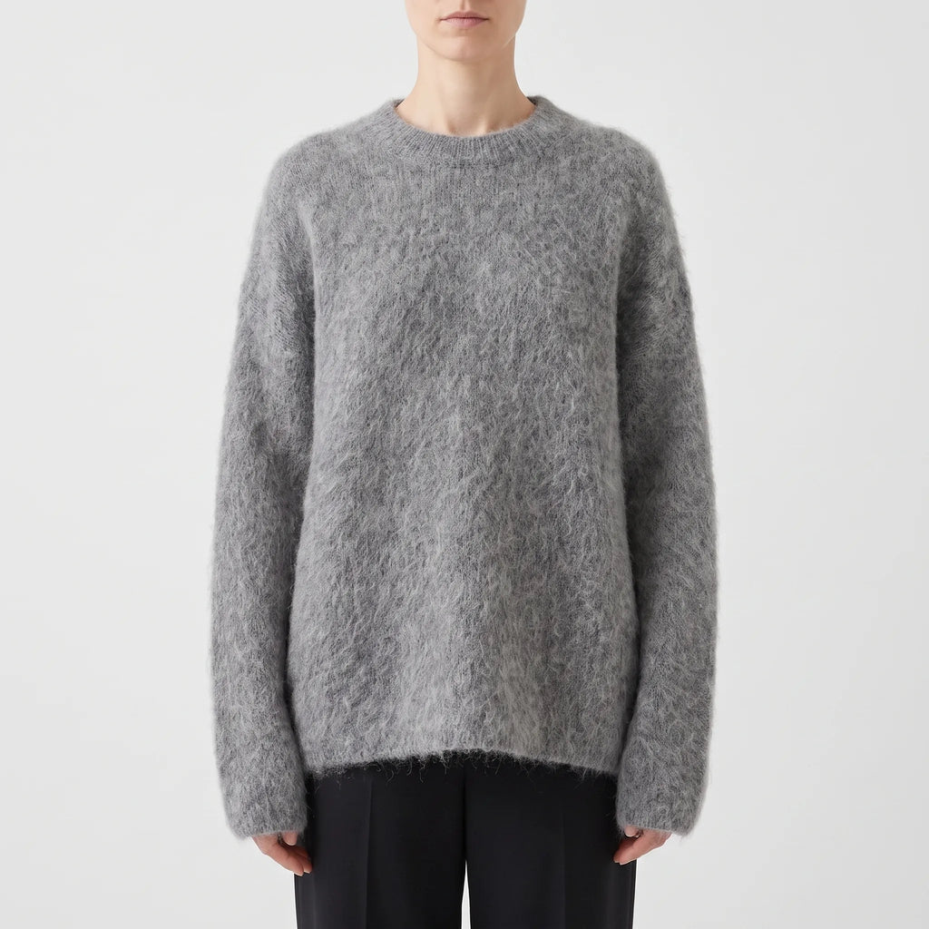 Women's textured round-neck jumper with long sleeves