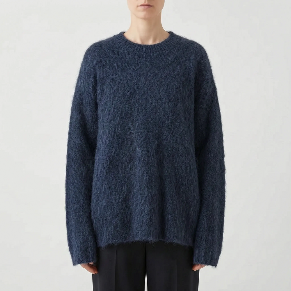Women's textured round-neck jumper with long sleeves