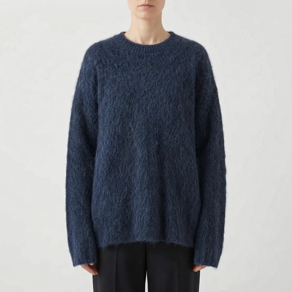 Women's textured round-neck jumper with long sleeves