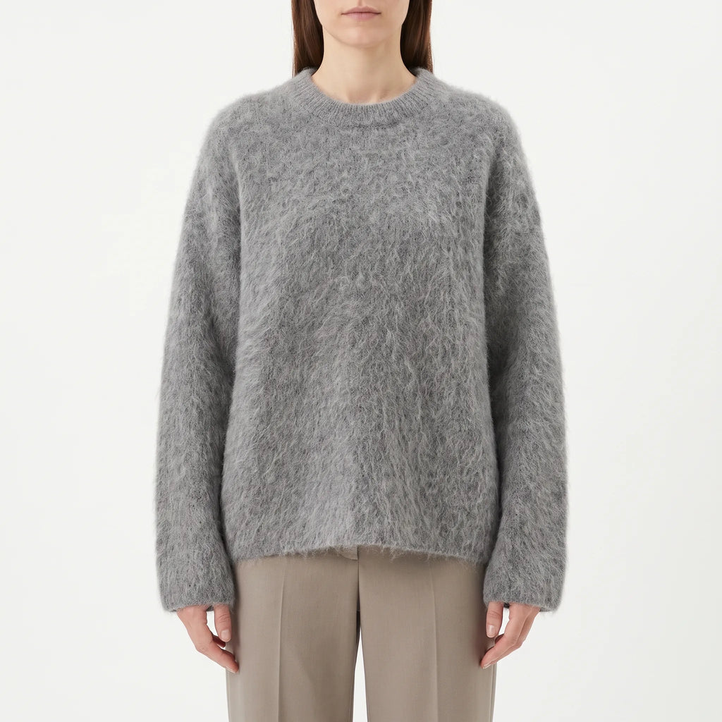 Women's textured round-neck jumper with long sleeves