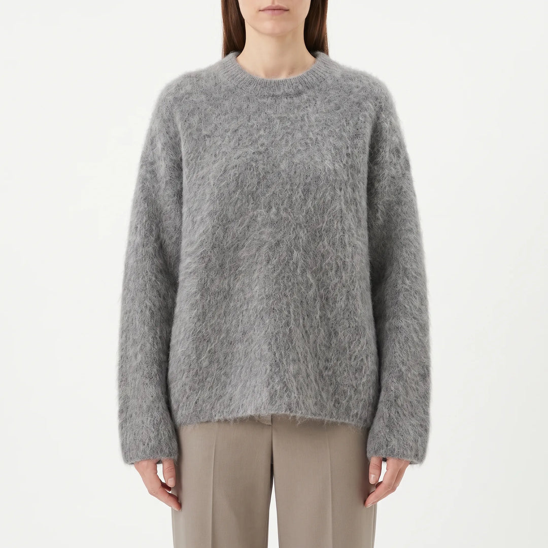 Women's textured round-neck jumper with long sleeves