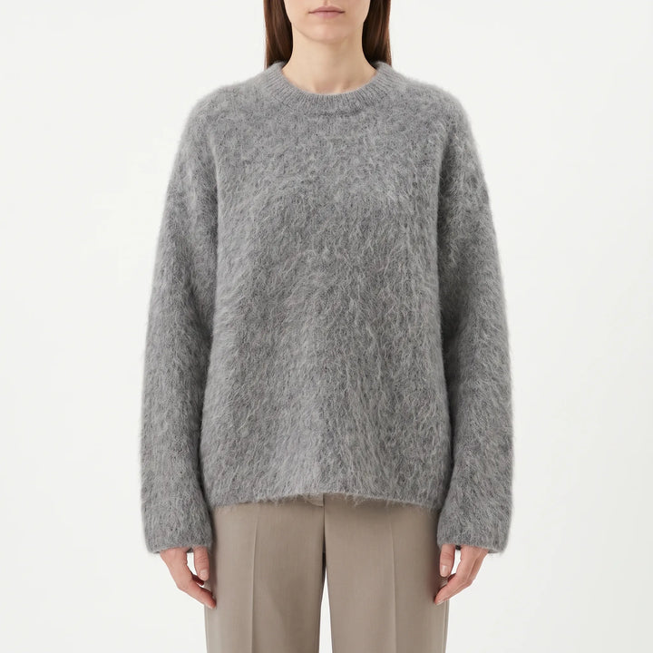 Women's textured round-neck jumper with long sleeves