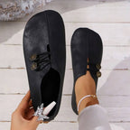 Round toe casual shoes with crossed lace detail
