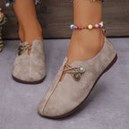 Round toe casual shoes with crossed lace detail