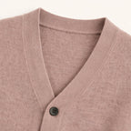 Men's V-neck button cardigan with long sleeves and front patch pockets