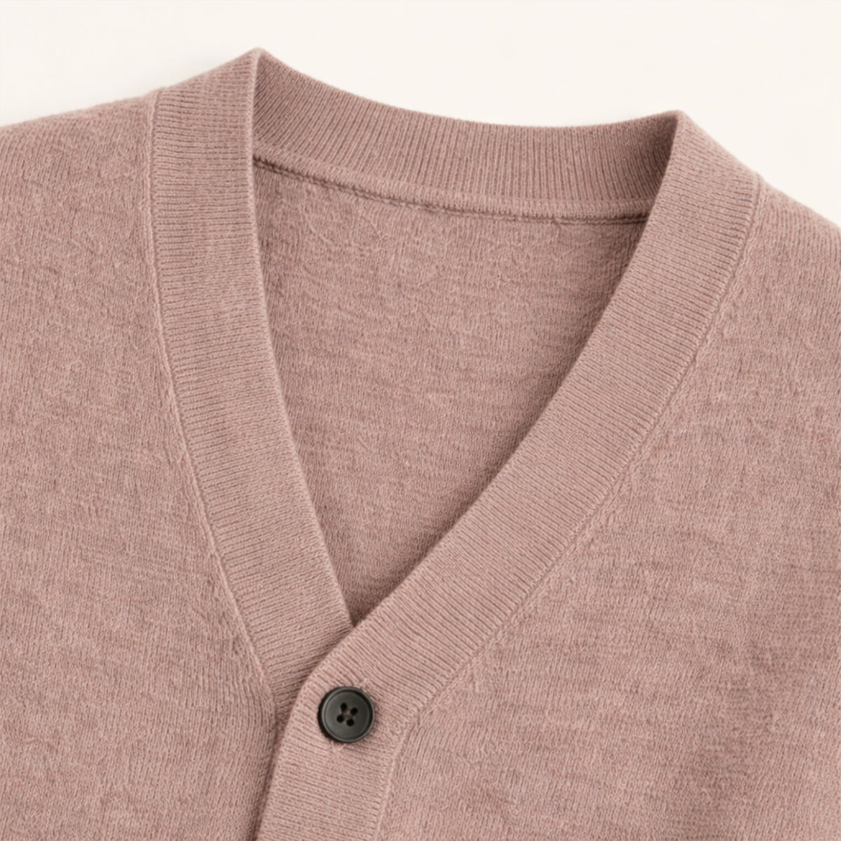 Men's V-neck button cardigan with long sleeves and front patch pockets