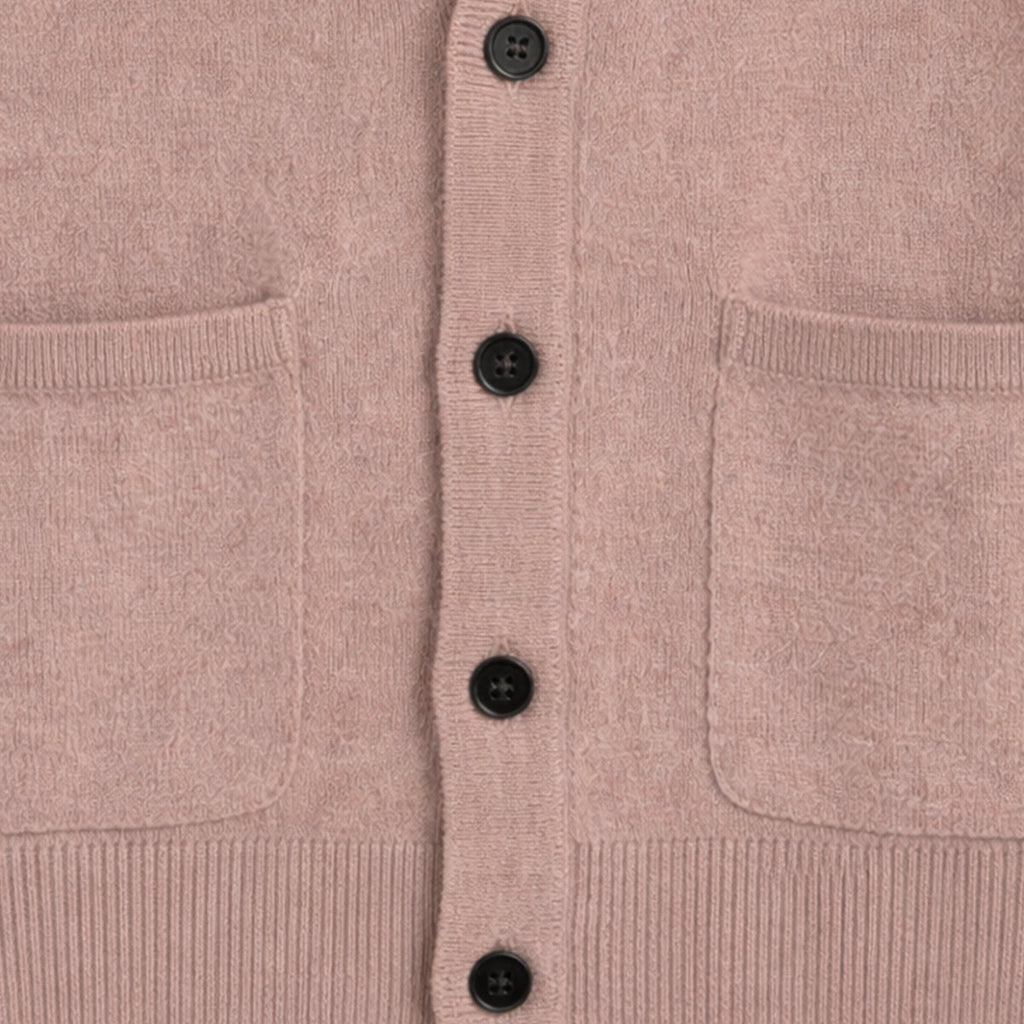 Men's V-neck button cardigan with long sleeves and front patch pockets