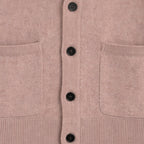 Men's V-neck button cardigan with long sleeves and front patch pockets