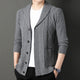 Men's textured cable knit cardigan with shawl collar and button front