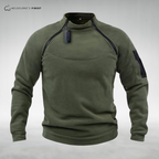 Men's fleece pullover with high collar and zip pockets