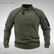 Men's fleece pullover with high collar and zip pockets