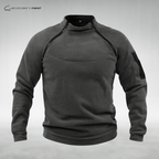 Men's fleece pullover with high collar and zip pockets