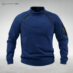 Men's fleece pullover with high collar and zip pockets