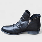 Women's ruched ankle boots with side zipper