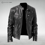 Men's structured zip front jacket with stand collar, long sleeves and four zipped pockets