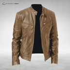 Men's structured zip front jacket with stand collar, long sleeves and four zipped pockets