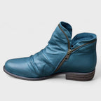 Women's ruched ankle boots with side zipper