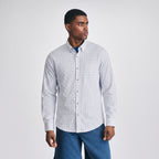 Men's checked long-sleeve shirt with button-down collar and chest pocket