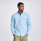Men's checked long-sleeve shirt with button-down collar and chest pocket
