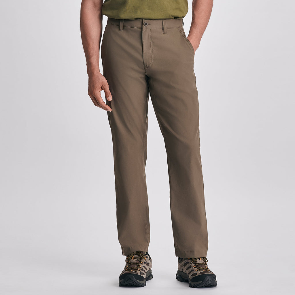 Men's straight leg chino trousers shown in multiple colours