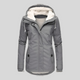 Women's hooded lined coat with long sleeves, zip front and lower pockets