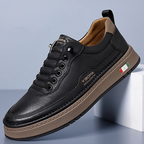 Men's stitched panel lace-up sneakers with low textured sole