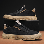 Low top lace-up sneakers with textured flat soles