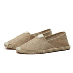 Men's woven espadrille slip-on loafers with braided flat soles