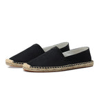 Men's woven espadrille slip-on loafers with braided flat soles