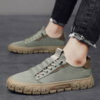 Low top lace-up sneakers with textured flat soles