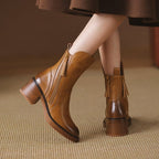 Women's ankle boots with side zipper and block heel