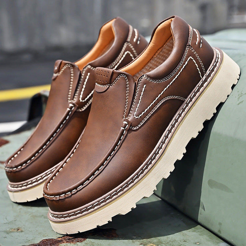 Women's leather moc toe loafers with lug soles