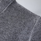 Men's textured knit cardigan with stand collar and patch pockets