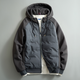 Men's hooded puffer jacket with quilted front and long sleeves