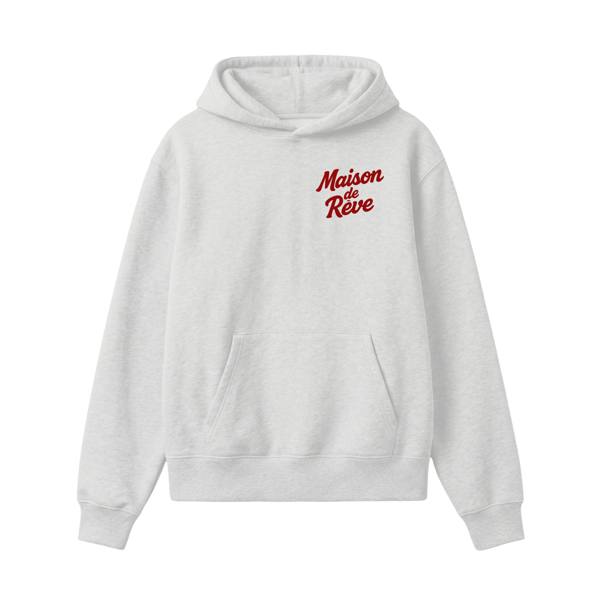 Grey graphic hoodie with red lettering and wine glass design