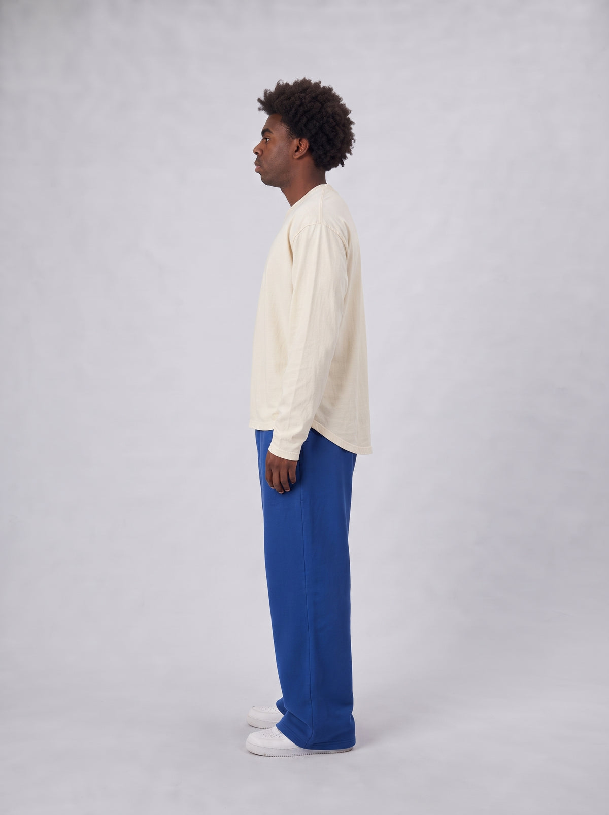 Men's White Waffle Sweatshirt, Graphic Print, Crew Neck