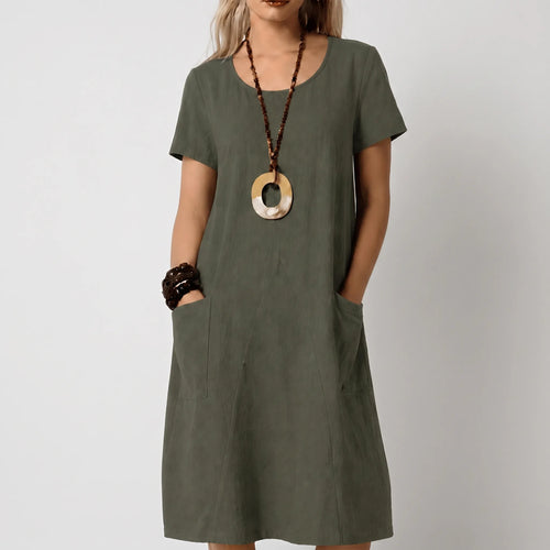 MargaBoho  - Relaxed Boho Shift Midi Dress Casual Daytime Wear