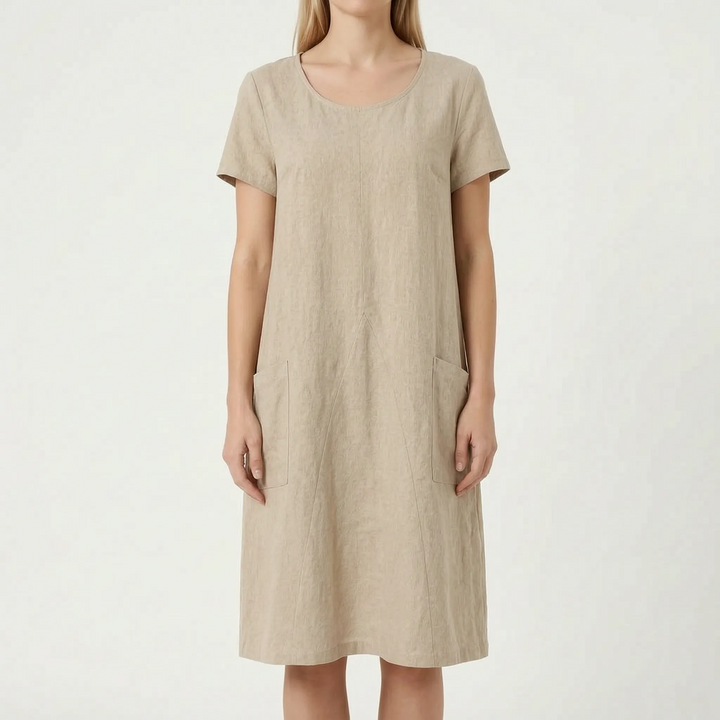MargaBoho  - Relaxed Boho Shift Midi Dress Casual Daytime Wear
